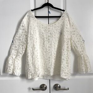 ALLOY Cream Blouse with Ruffled 3/4 Sleeves